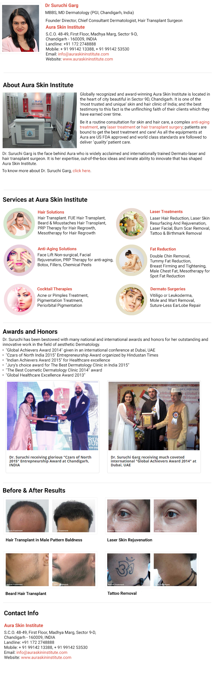 Aura Skin Institute — Chandigarh
